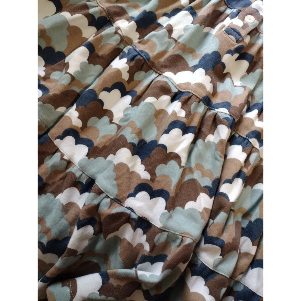 Kate‎ Quinn Girls Cloud Print Tiered Sundress Sleeveless Organic Cotton Cute
